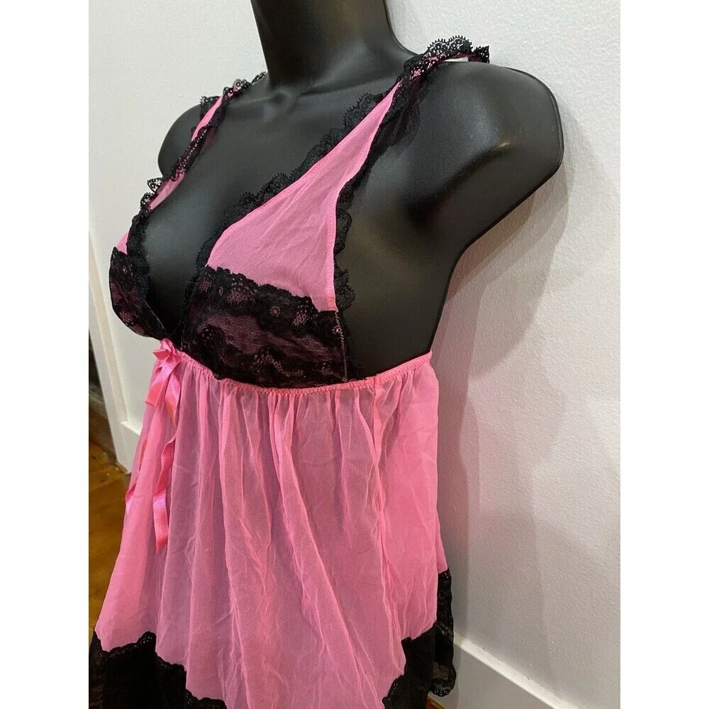 VTG Victorias Secret Womens Silver Label Babydoll Cami Top MEDIUM Lace Lingerie